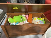 PRESSED WOOD TOY CHEST W/ CONTENTS