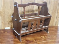 Vintage Wood Tulip Cut Out Magazine Rack