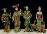 4 Chinese porcelain ladies figurines