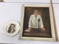 Will Rogers print in frame, plate