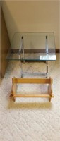 Vintage Chrome framed glass top end table and