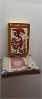 Two vintage needlecraft wall hanging projects,