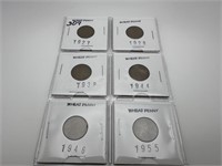 Six Wheat Pennies