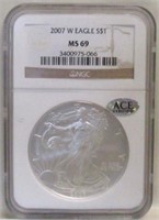 2007-W SILVER EAGLE NGC MS69