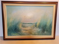 Framed Ocean Scene Canvas Oil Signed K Wiley