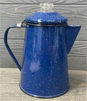 Blue Enamel Camping Coffee Pot