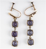 14K Gold Purple Gemstone Earrings