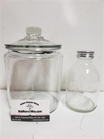 Glass Jar w/ Lid & Bottle w/ Metal Lid