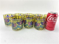 8 Vtg West Virginia Stained Glass Tulip Glasses