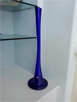 Eye-Catching Slender Cobalt Crystal Czech Vase
