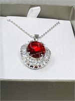 necklace w/ red crystal stone