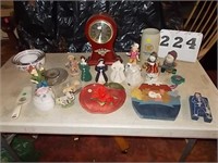 Quartz Clock, Bowl Set, Figurine & Misc.