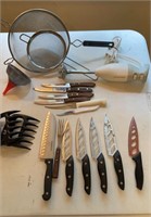 Assorted Kitchenware-Cheese Knives, Meat Claws Ect