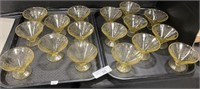 17 Yellow Depression Glass Sherbet Dishes.