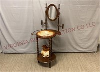 Vtg Wash Stand w Imperial Pottery Pitcher & Bowl