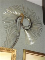 Signed 1987 Curtis Jere Brass Peacock Wall Hanging