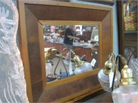 Pine & Walnut Framed Shaving Mirror