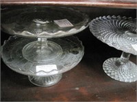 2 Sets Of Petite Fore Stands & Small Pressed Glass