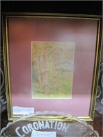 Framed & Glazed Watercolor Of White Birch Signed F
