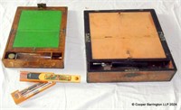 Victorian Brass Bound Mahogany Stationary Box Etc