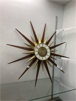 Elgin Mid Century Modern Sunburst Wall Clock.