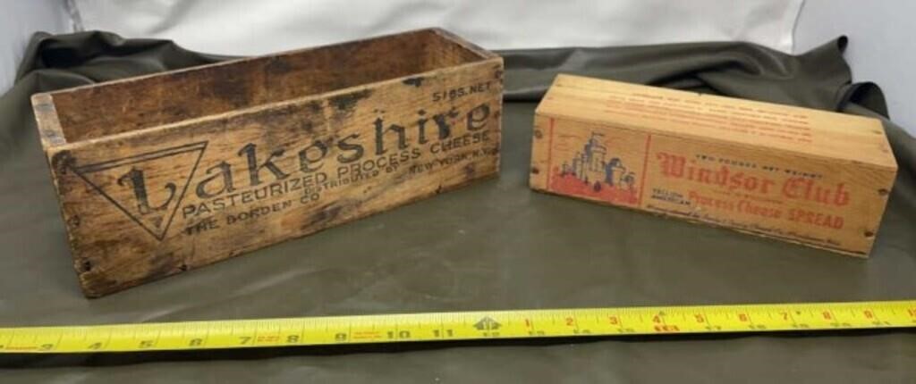 Vintage Wooden Cheese Boxes Lakeshire and Windsor