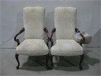 Two Vtg 25"x 21"x 42" Chairs Observed Stains