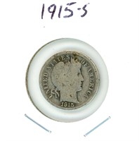 1915-S Barber Silver Dime