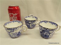 3 Royal Crown Derby "Mikado" Pattern Tea Cups