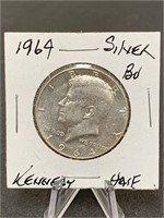 Silver 1964 Kennedy Half Dollar (stock photo)