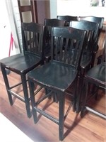 6 chaises hautes de bar en bois (grande)