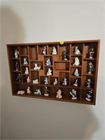 Lot of Miniature Figures Ornaments & Wooden Shelf