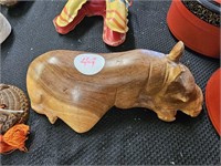 Vintage Wooden Hippopotamus