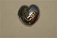 Unusual Metalwork Heart Brooch w/ Maker's Mark