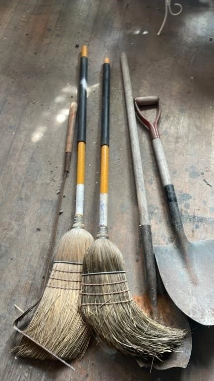 Brooms Shovel Weed Whacker lot