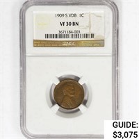 1909-S Wheat Cent NGC VF30 BN