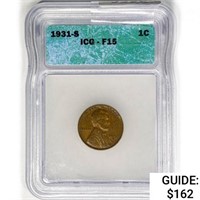 1931-S Wheat Cent ICG F15