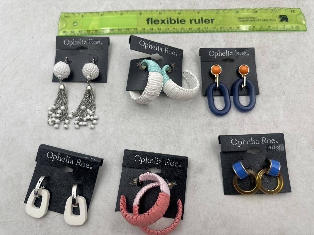 NEW Lot of 6- Ophelia Roe Earrings
