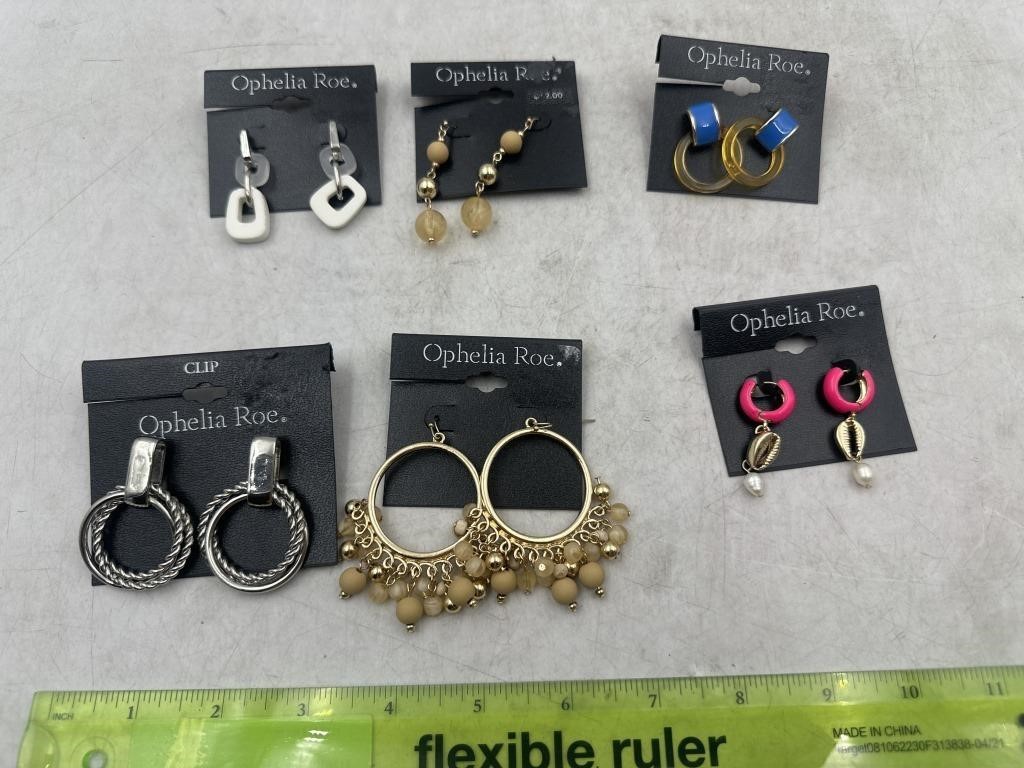 NEW Lot of 6- Ophelia Roe Earrings