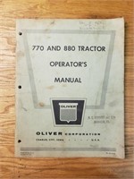 Oliver 770 and 880 tractor operators manual