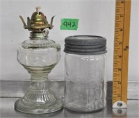 Crown qt. jar & oil lamp