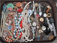 costume jewelry necklaces,  watches +