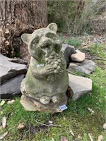 RACCOON EATING A SNACK CONCRETE YARD STATUE