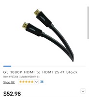 GE 1080P HDMI to HDMI 25-ft Black