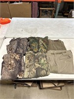 Camo and hunting clothing including pants,