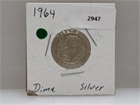 1964 90% Silv Roos Dime