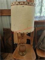 Wood Lamp with Vintage Shade (Upstairs Garage)