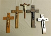 Hanging Wooden Crucifixes.