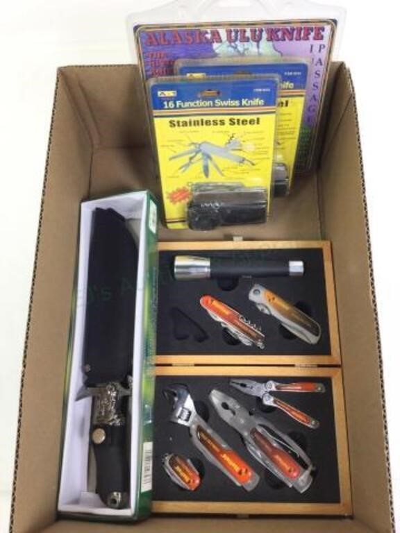 (5pc) Ulu Knife, Pocket Knife/ Multitool Set