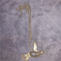 Silver Toned Bird Necklace & Pendant